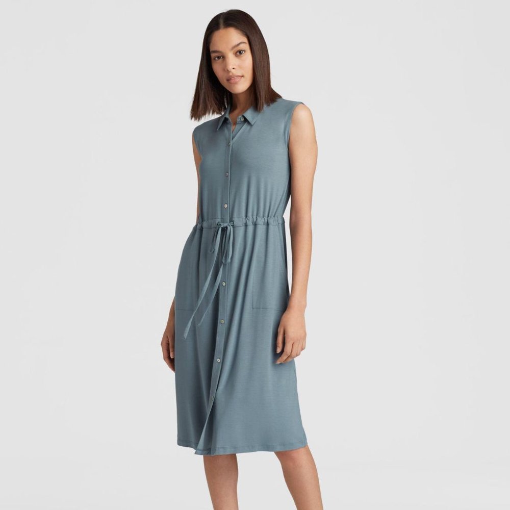 EILEEN FISHER Lightweight Jersey Shirt Dress L